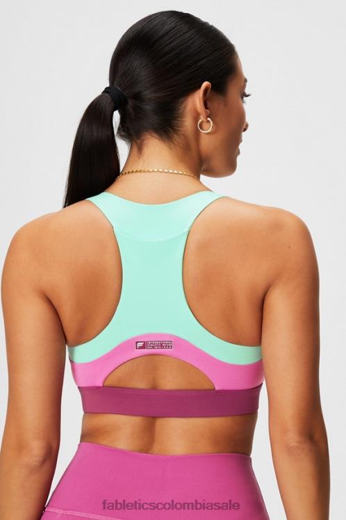 co Fabletics mujer sujetador deportivo on-the-go midi de impacto medio 127 bahía brumosa/rosa pop/mejillas sonrosadas 6ZJ061824