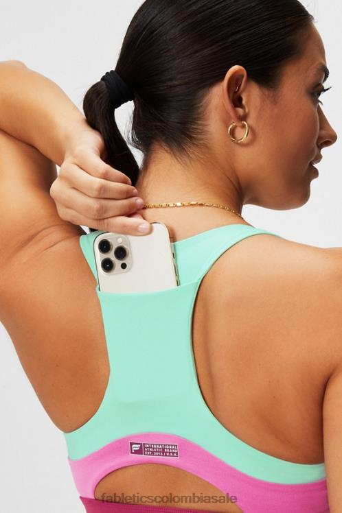 co Fabletics mujer sujetador deportivo on-the-go midi de impacto medio 127 bahía brumosa/rosa pop/mejillas sonrosadas 6ZJ061824