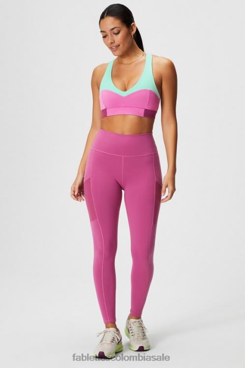 co Fabletics mujer sujetador deportivo on-the-go midi de impacto medio 127 bahía brumosa/rosa pop/mejillas sonrosadas 6ZJ061824