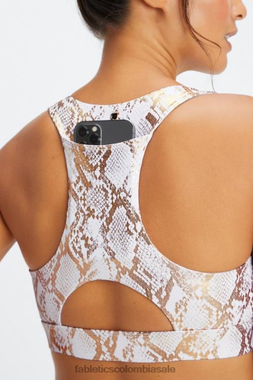 co Fabletics mujer sujetador deportivo on-the-go midi de impacto medio 128 serpiente de lámina de cobre 6ZJ061827