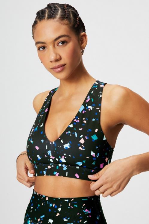 co Fabletics mujer sujetador deportivo on-the-go midi de impacto medio 128 terrazo negro 6ZJ061825