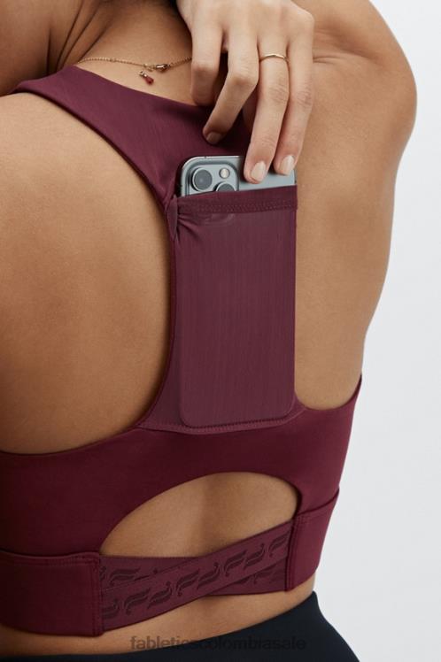 co Fabletics mujer sujetador deportivo on-the-go midi de impacto medio 129 vino de Oporto/logotipo de vino de Oporto 6ZJ061834