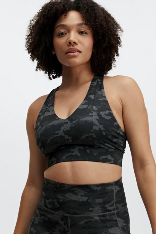 co Fabletics mujer sujetador deportivo on-the-go midi de impacto medio 130 camuflaje carbón/logotipo negro 6ZJ061835