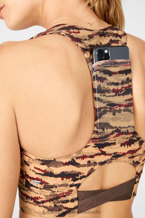 co Fabletics mujer sujetador deportivo on-the-go midi de impacto medio 131 logotipo de cacao tigresa/cacao 6ZJ061842