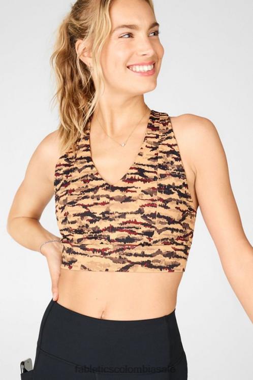 co Fabletics mujer sujetador deportivo on-the-go midi de impacto medio 131 logotipo de cacao tigresa/cacao 6ZJ061842