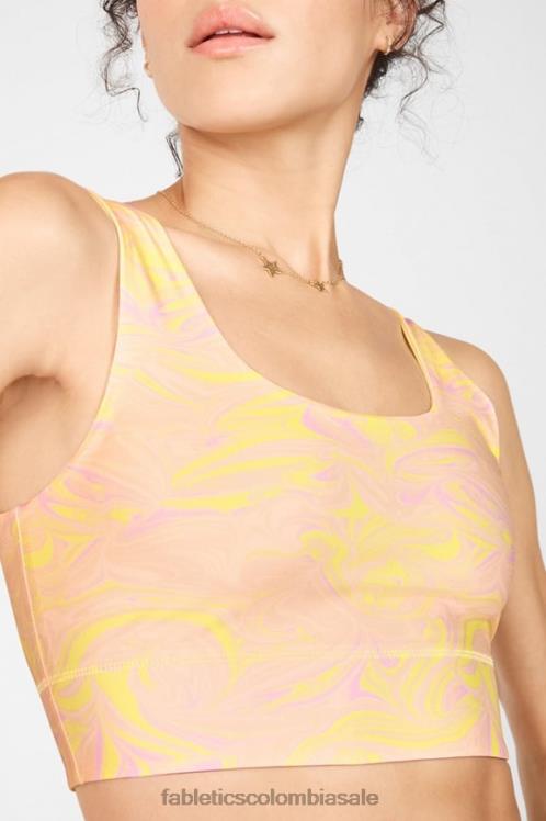 co Fabletics mujer sujetador deportivo reversible de impacto medio harlow mármol/crema de limón 6ZJ061874