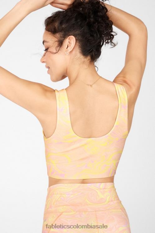 co Fabletics mujer sujetador deportivo reversible de impacto medio harlow mármol/crema de limón 6ZJ061874
