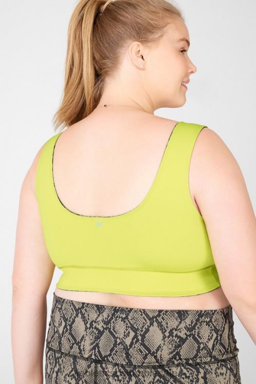co Fabletics mujer sujetador deportivo reversible de impacto medio harlow reptilia verde/hoja 6ZJ061877